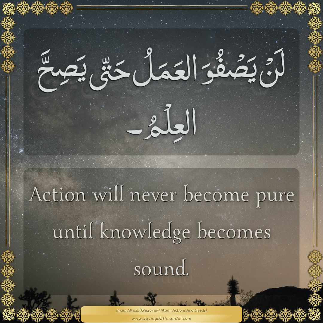 Action will never become pure until knowledge becomes sound.